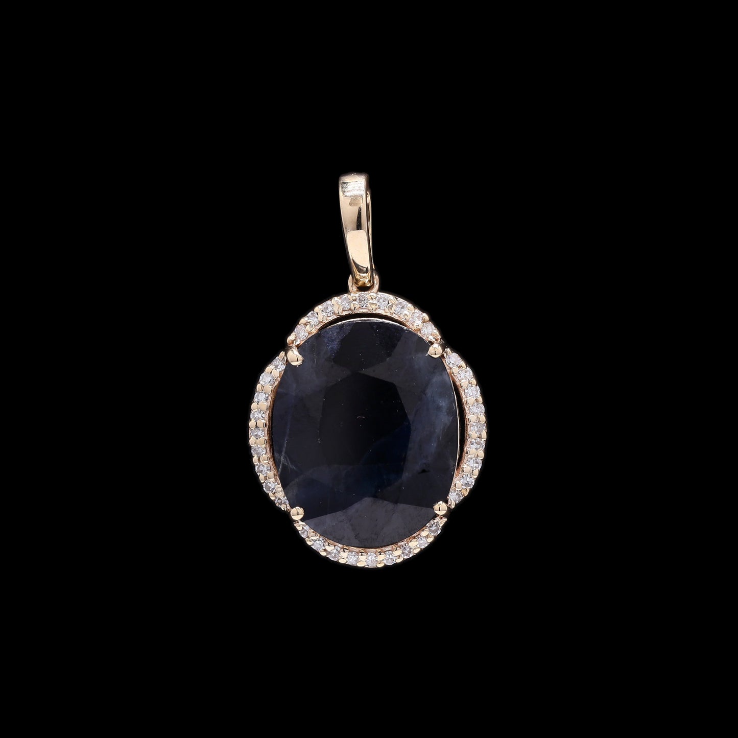 6.13 Ct Oval Mixed Cut Natural Sapphire 14K Gold Pendant