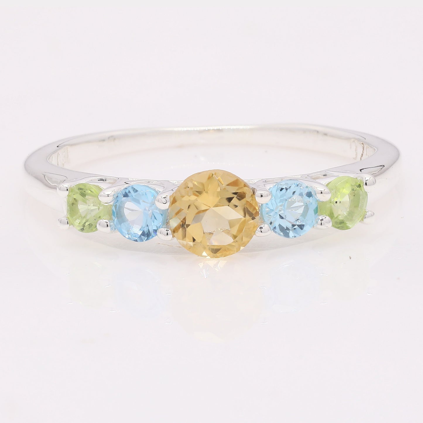 1.16 Ct Round Citrine 925 Silver Ring
