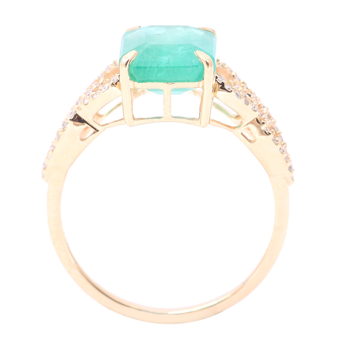 3.21 Ct Octagon Step Cut Natural Emerald 14K Gold Ring
