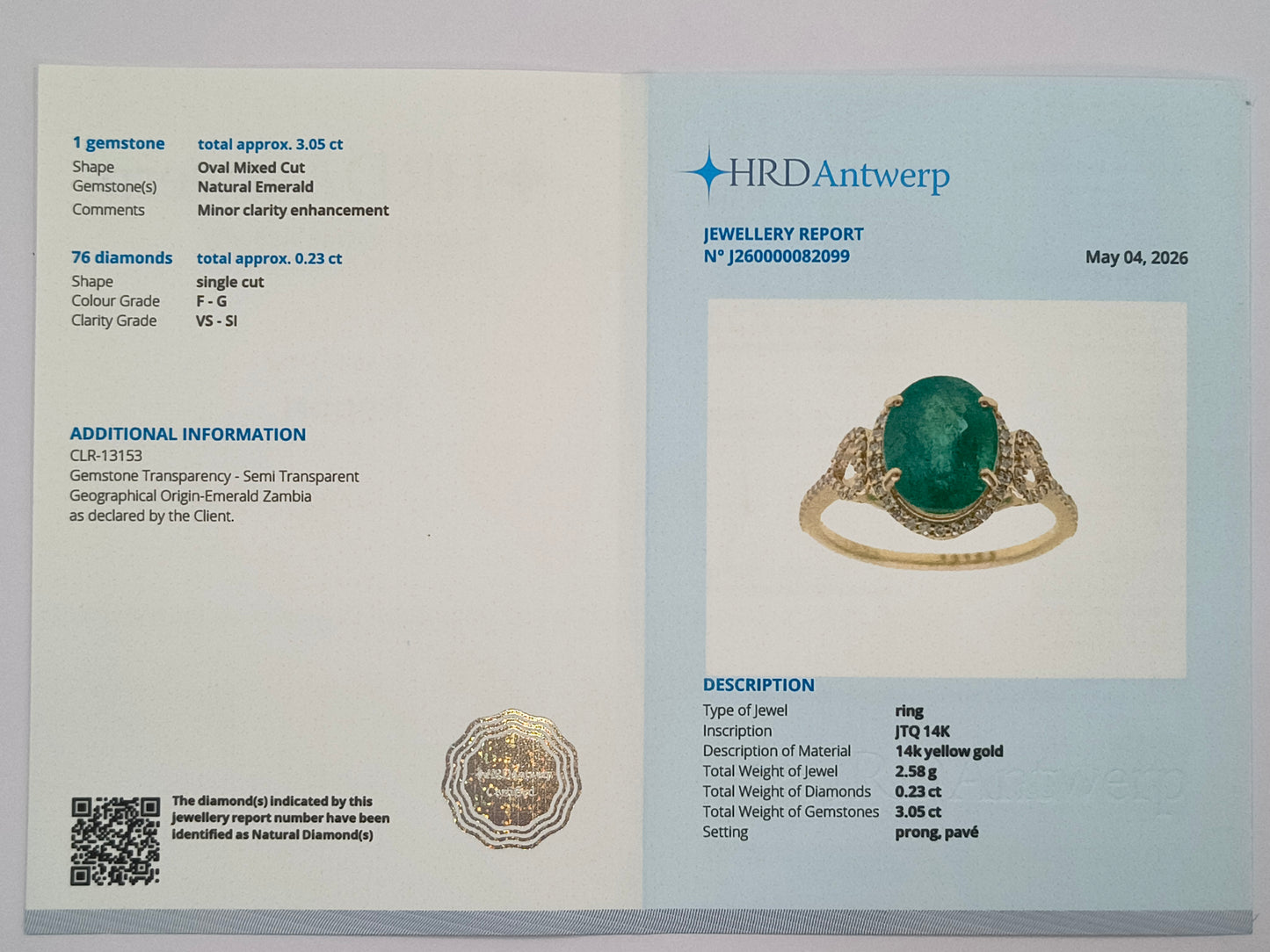 3.28 Ct Oval Mixed Cut Natural Emerald 14K Gold Ring