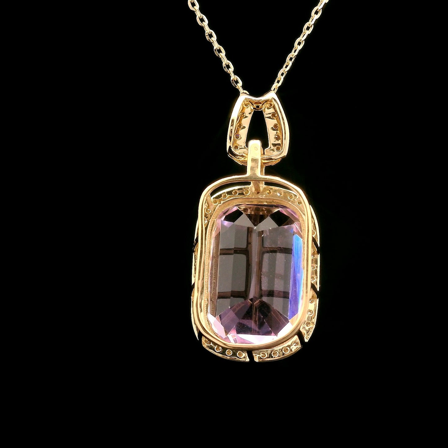 9.68 Ct Cushion Kunzite 14K Gold Pendant