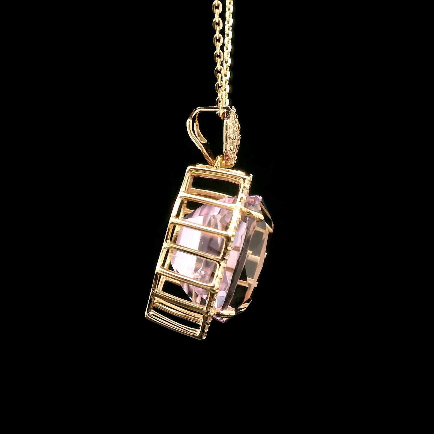 8.53 Ct Cushion Kunzite 14K Gold Pendant