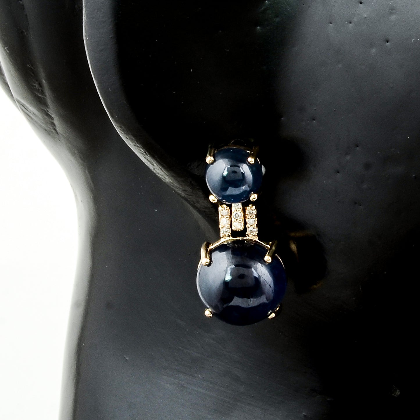 15.79 Carat Round Natural Corundum Sapphire 14K Gold Earrings