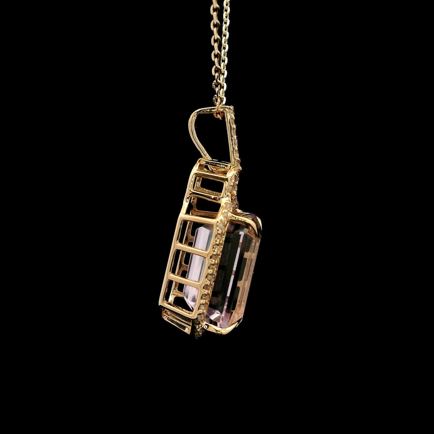 5.51 Ct Octagon Kunzite 14K Gold Pendant