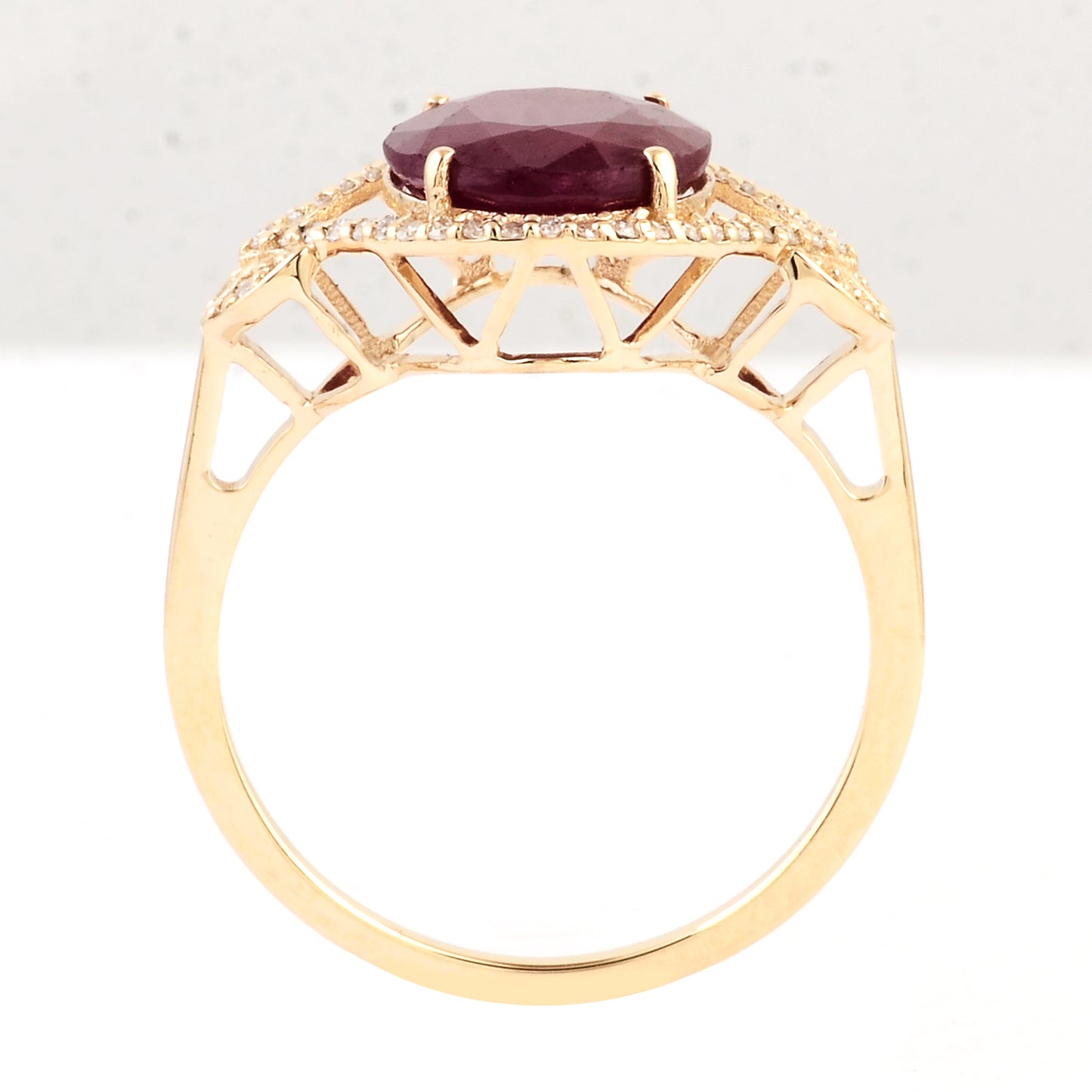 3.31 Ct Oval Mixed Cut Natural Corundum Ruby 14K Gold Ring