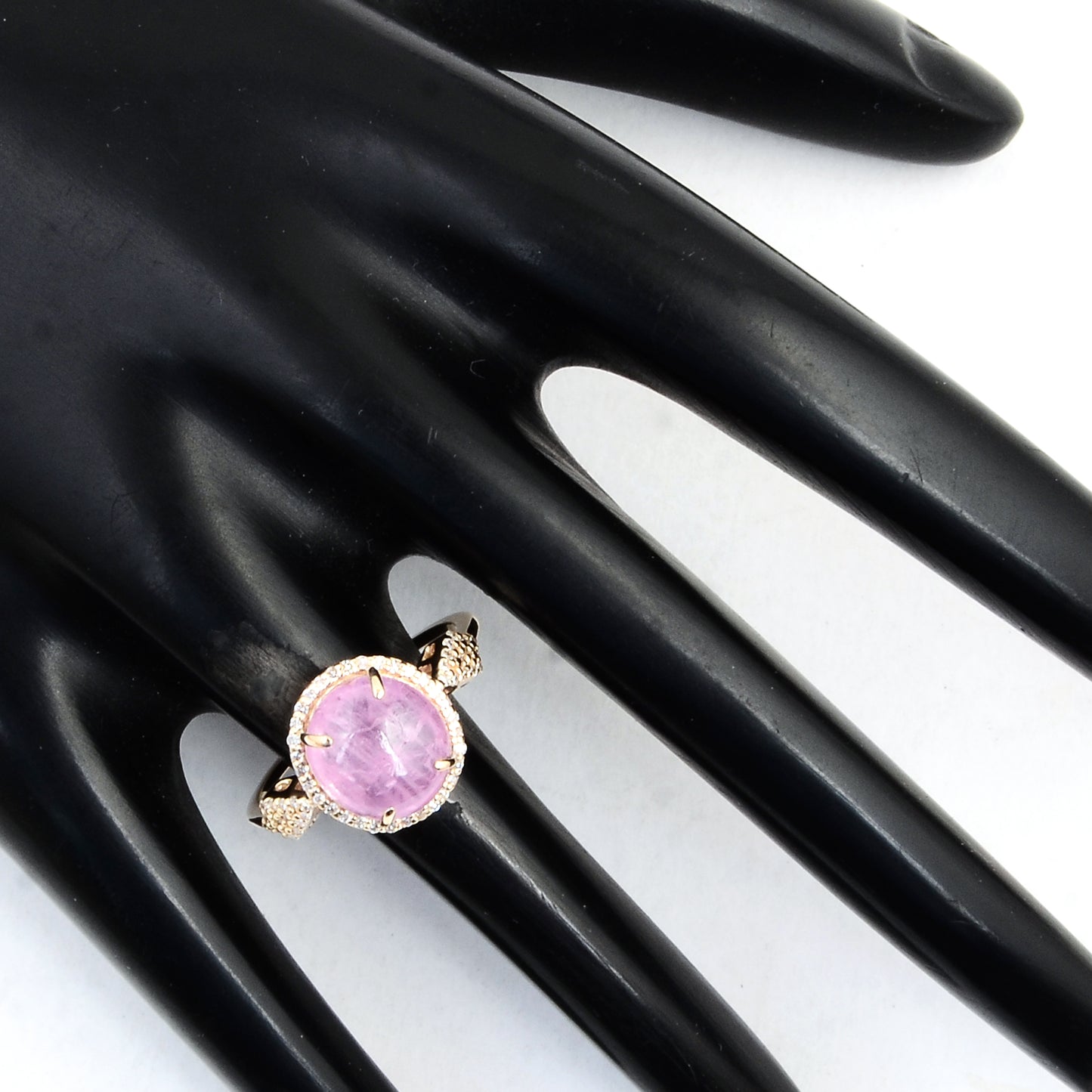4.95 Ct Oval Cabochon Natural Corundum Pink Sapphire 14K Gold Ring