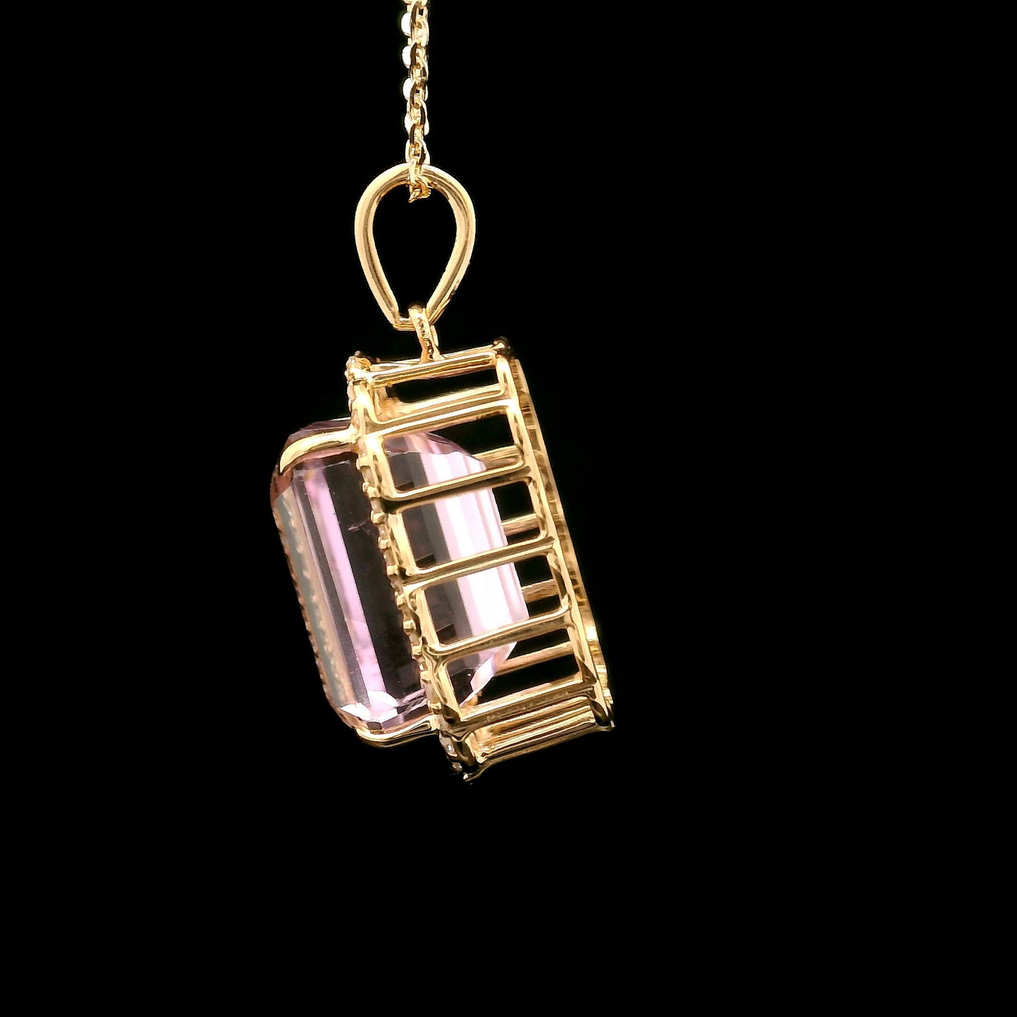 7.66 Ct Octagon Kunzite 14K Gold Pendant