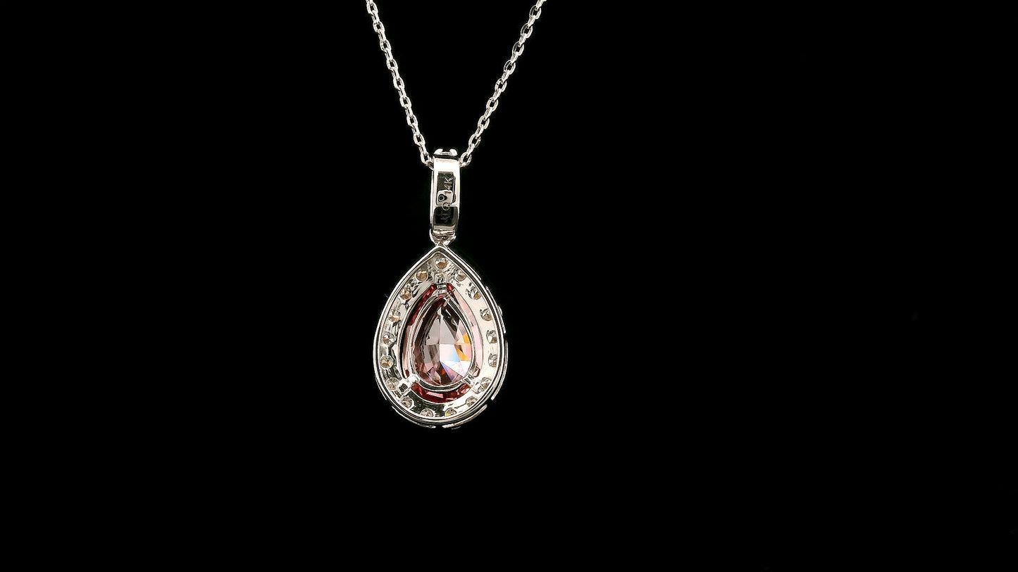 2.50 Carats Pink Lab Grown Diamond 14K Gold Pendant