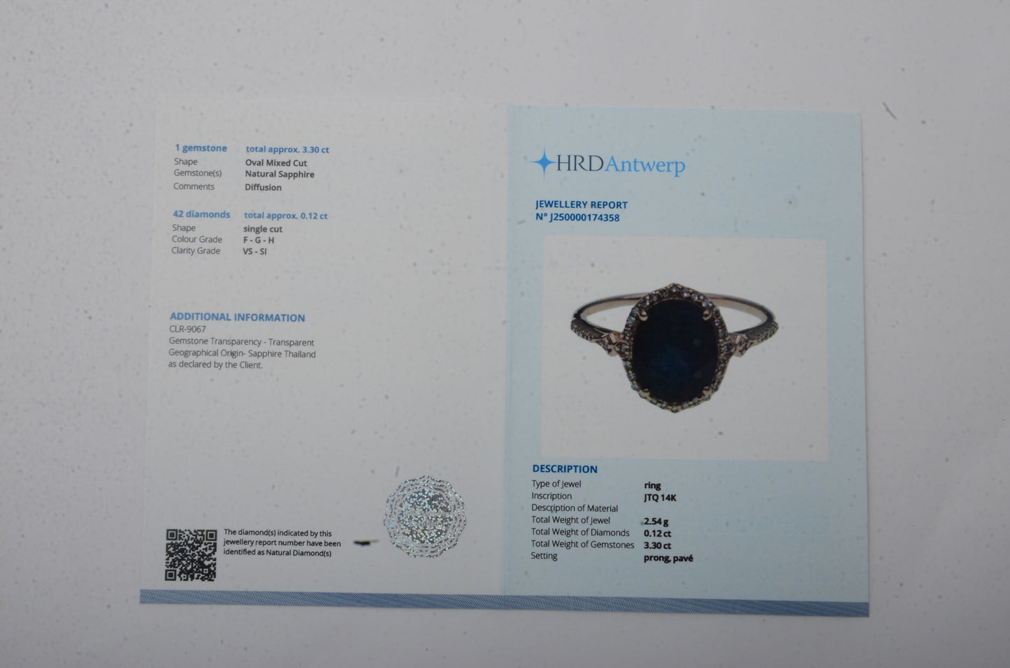 3.42 Ct Oval Mixed Cut Natural Sapphire 14K Gold Ring