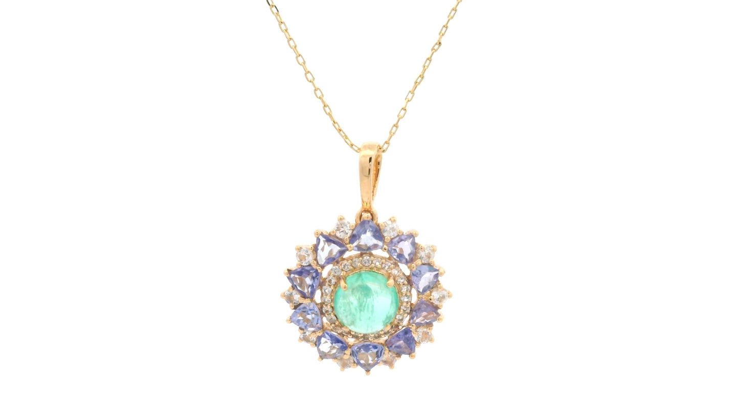 2.15 Ct Round Emerald 14K Gold Pendant