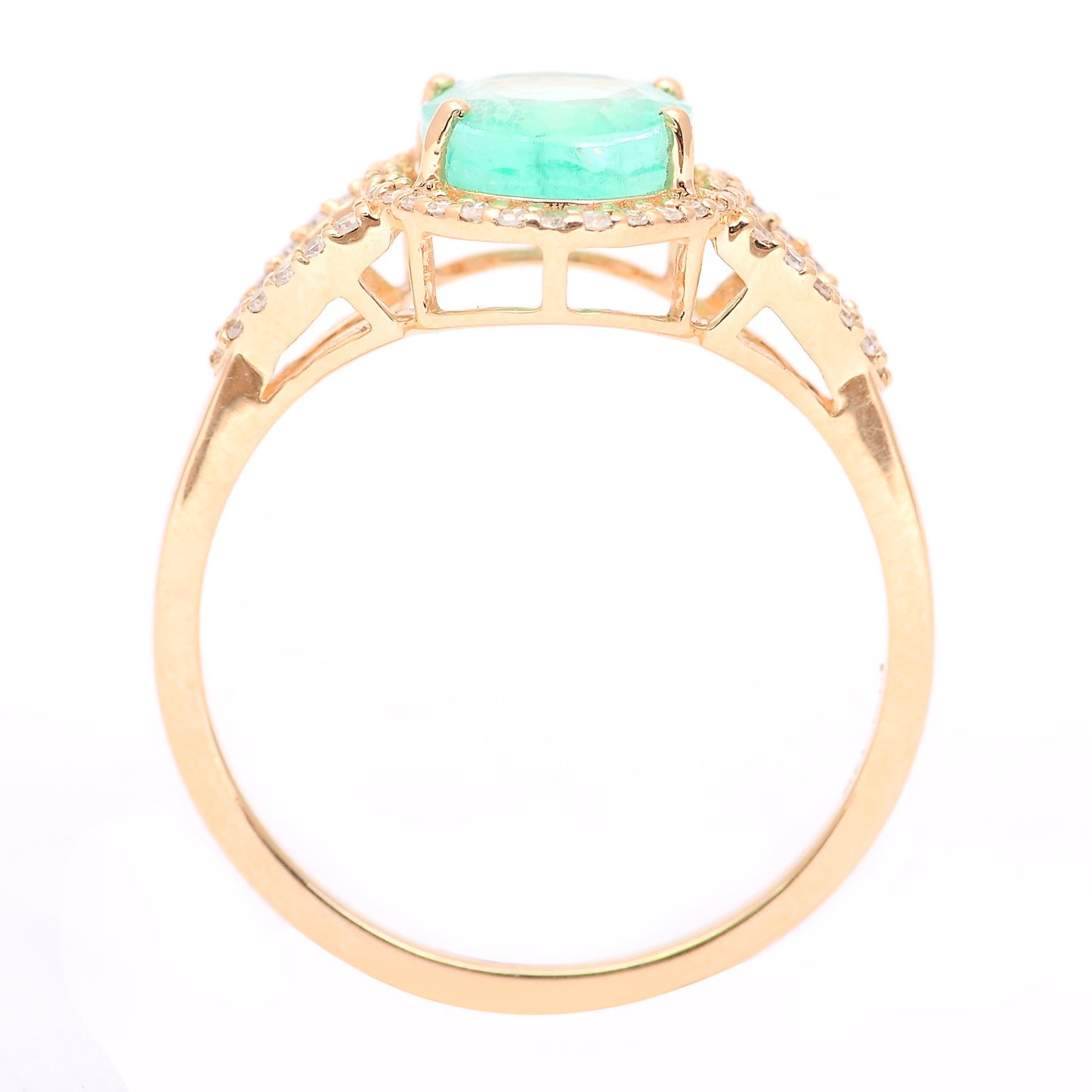 1.89 Ct Oval Mixed Cut Natural Emerald 14K Gold Ring