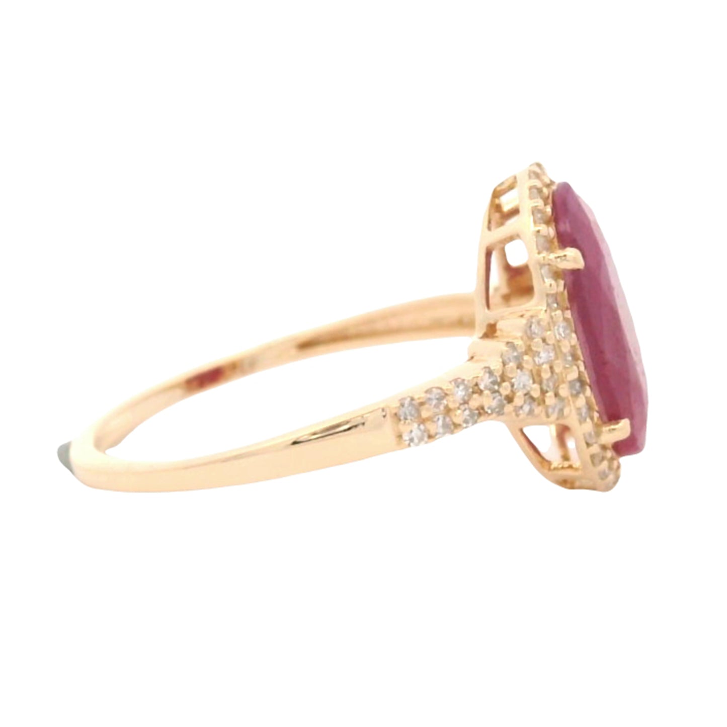 2.34 Ct Oval Mixed Cut Natural Corundum Ruby 14K Gold Ring
