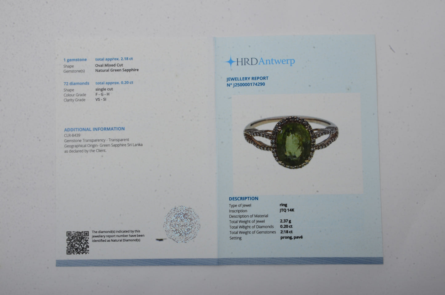 2.38 Ct Oval Mixed Cut Natural Green Sapphire 14K Gold Ring