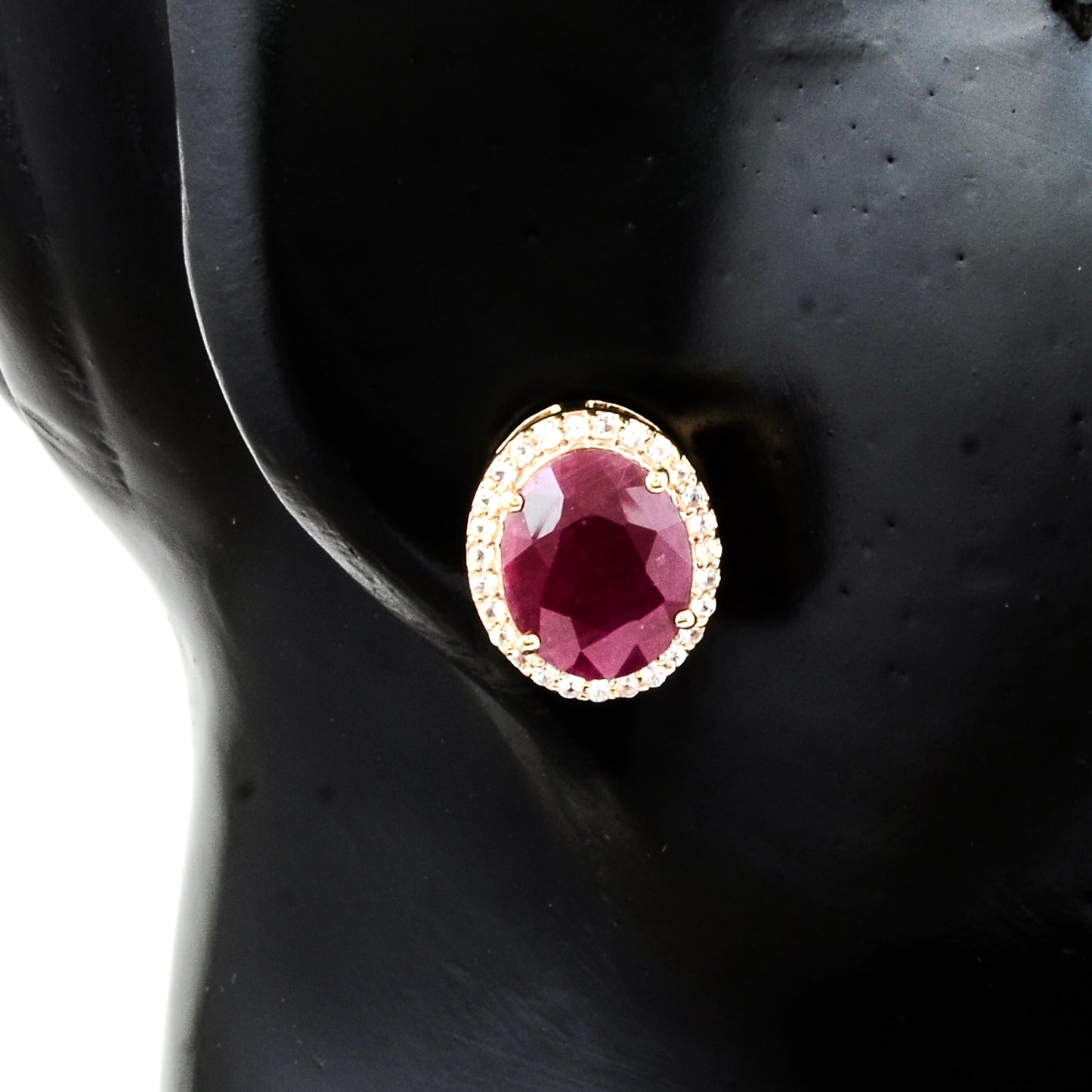 6.64 Ct Oval Ruby 14K Gold Earrings