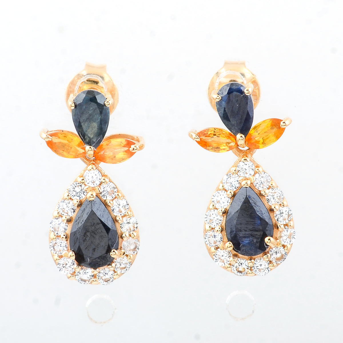 2.64 Ct Pear Sapphire 14K Gold Earrings