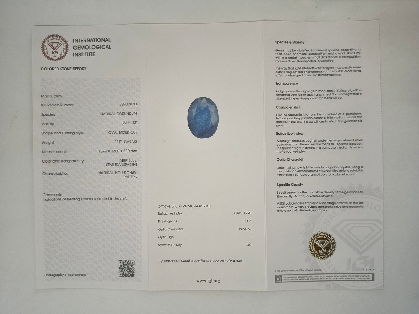 11.01 Natural Corundum Sapphire Oval Mixed Cut Gemstone