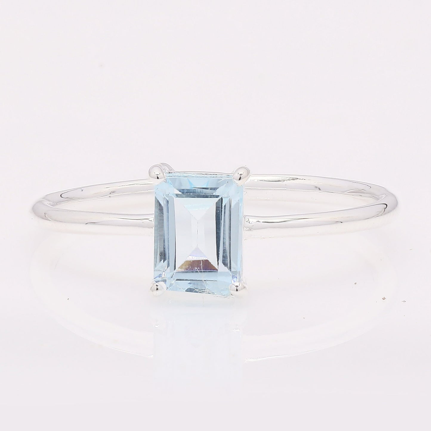 1.22 Ct Octagon Blue Topaz 925 Silver Ring