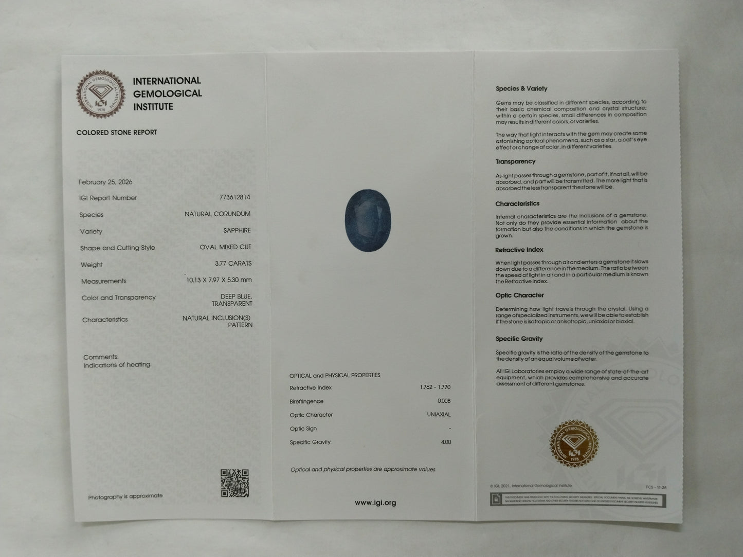 3.77 Natural Corundum Sapphire Oval Mixed Cut Gemstone