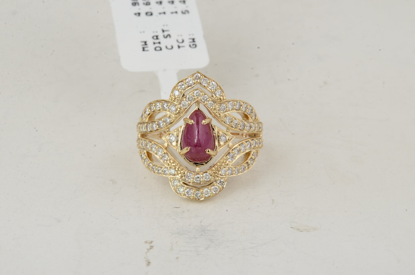 2.07 Ct Pear Ruby 14K Gold Ring