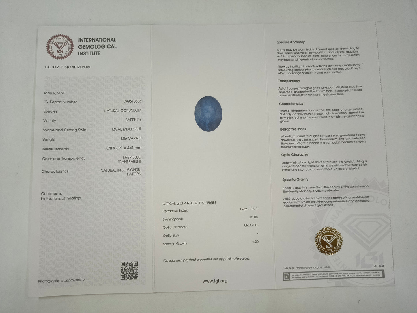 1.86 Natural Corundum Sapphire Oval Mixed Cut Gemstone