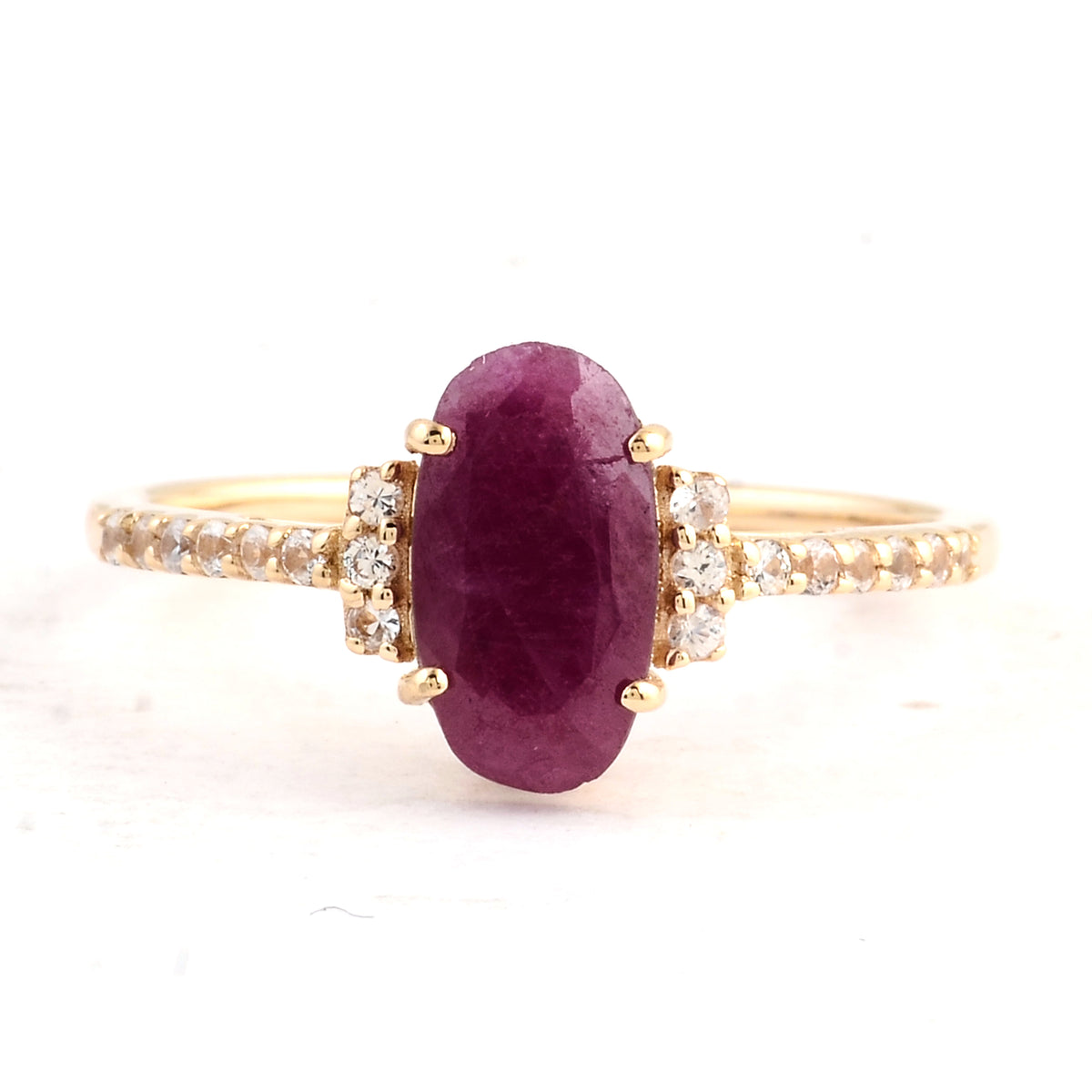 2.06 Ct Oval Ruby 14K Gold Ring