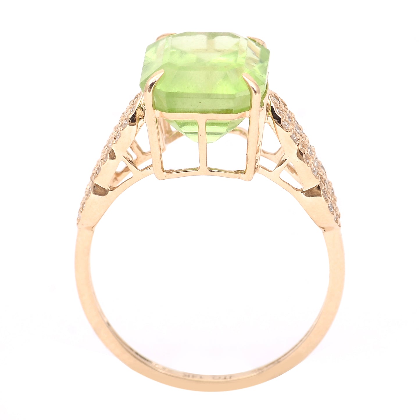 5.87 Ct Octagon Step Cut Natural Peridot 14K Gold Ring