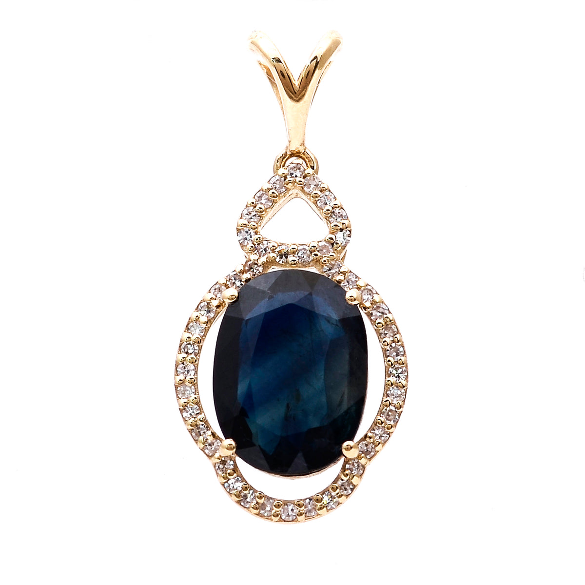 2.90 Ct Oval Natural Sapphire 14K Gold Pendant