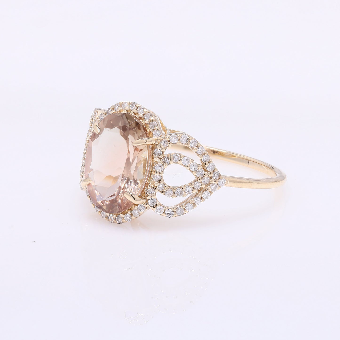 2.25 Ct Oval Mixed Cut Natural Plagioclase Feldspar Sunstone 14K Gold Ring