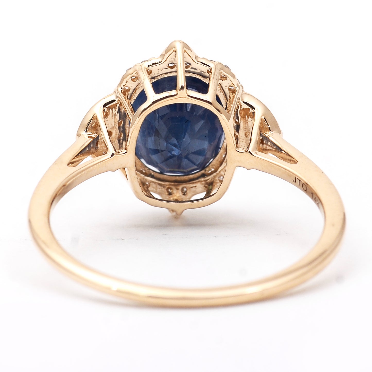 3.04 Ct Oval Mixed Cut Natural Sapphire 14K Gold Ring