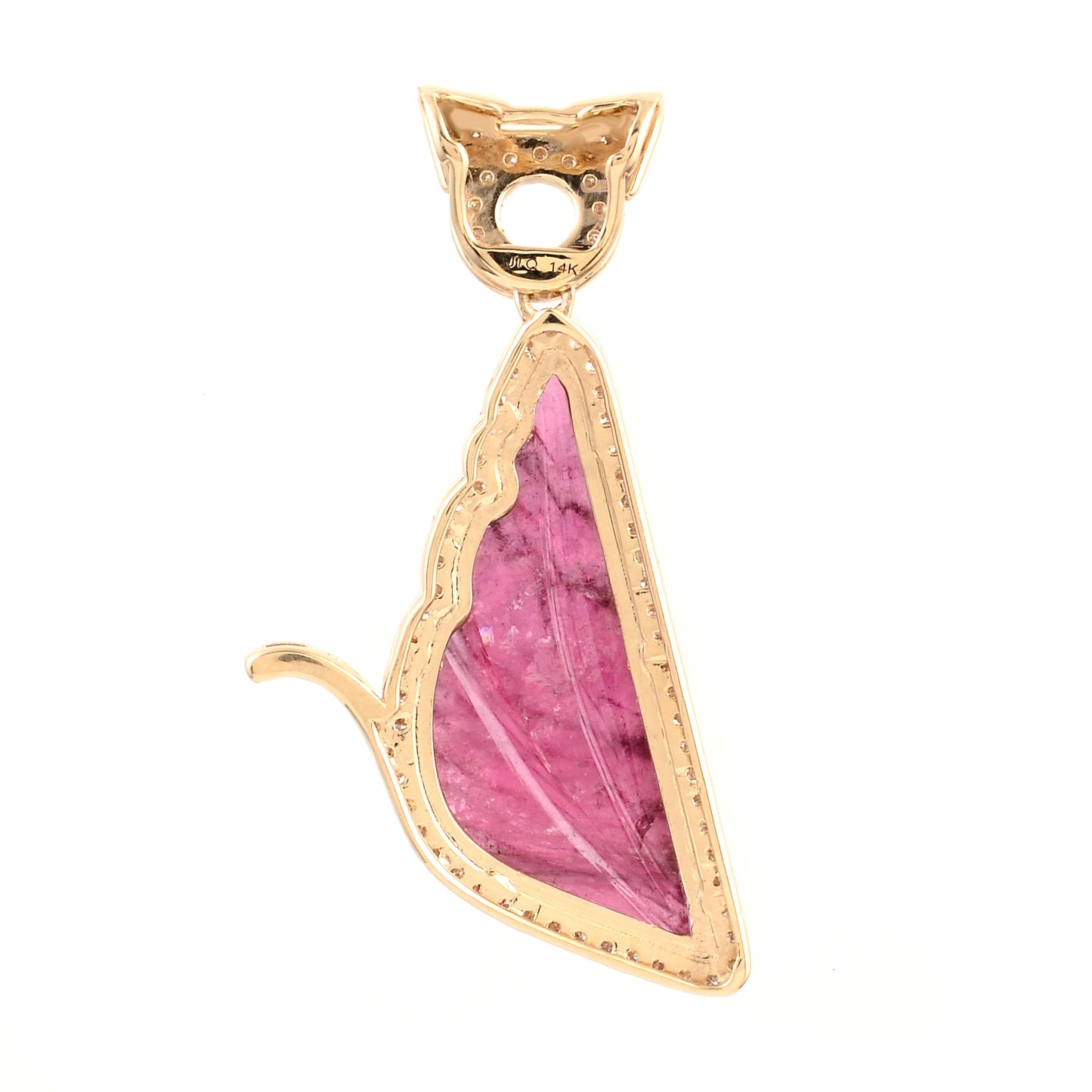 4.79 Ct Fancy Carving Natural Tourmaline 14K Gold Pendant
