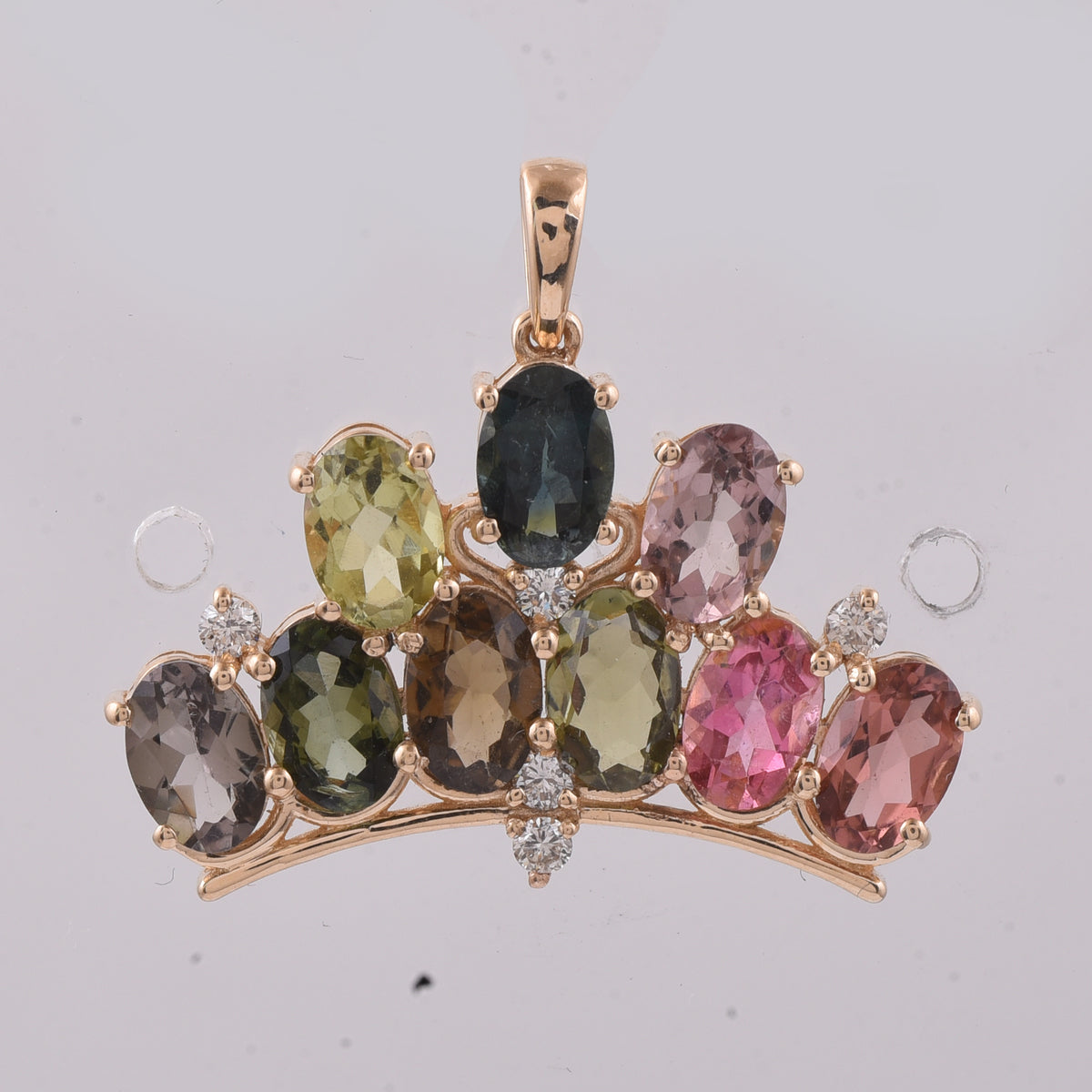 3.85 Ct Oval Natural Multi-Coloured Tourmaline 14K Gold Pendant