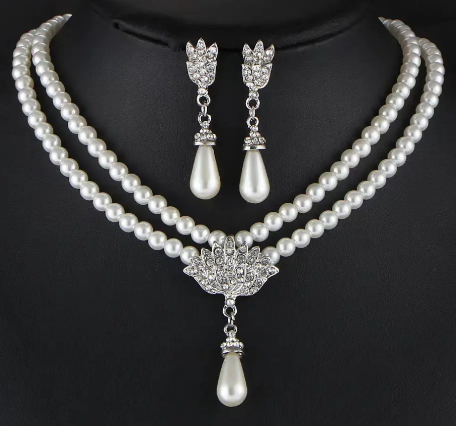 Imitation Pearl Gold Plated Brass Necklace