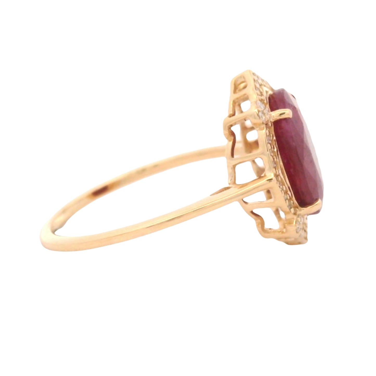 3.39 Ct Oval Mixed Cut Natural Corundum Ruby 14K Gold Ring