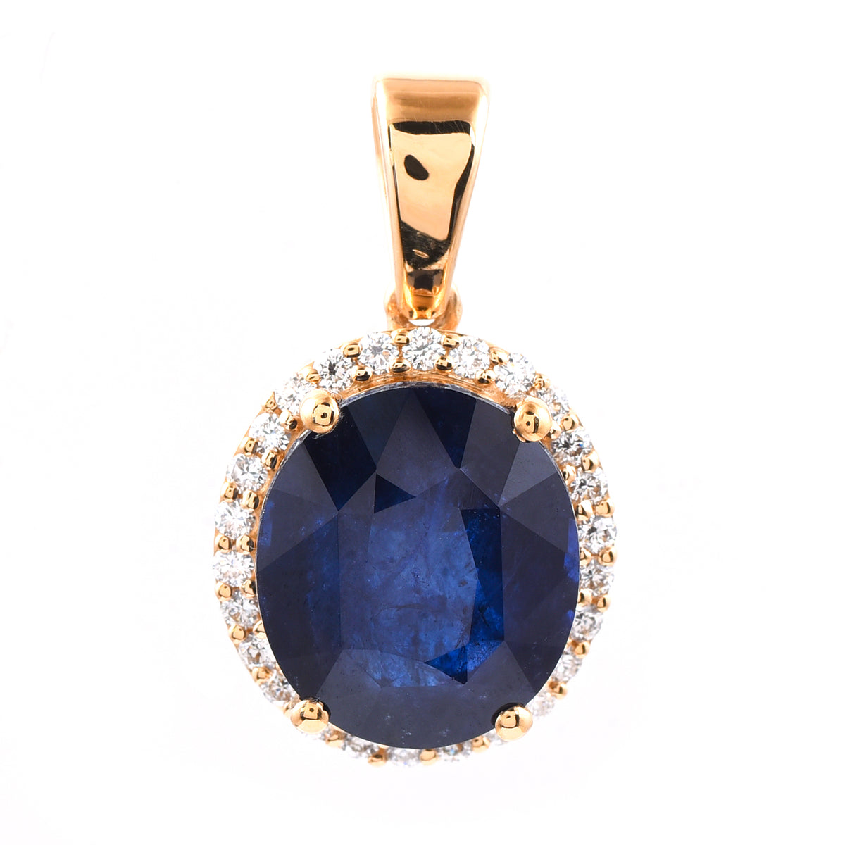 8.33 Ct Oval Blue Sapphire 18K Gold Pendant