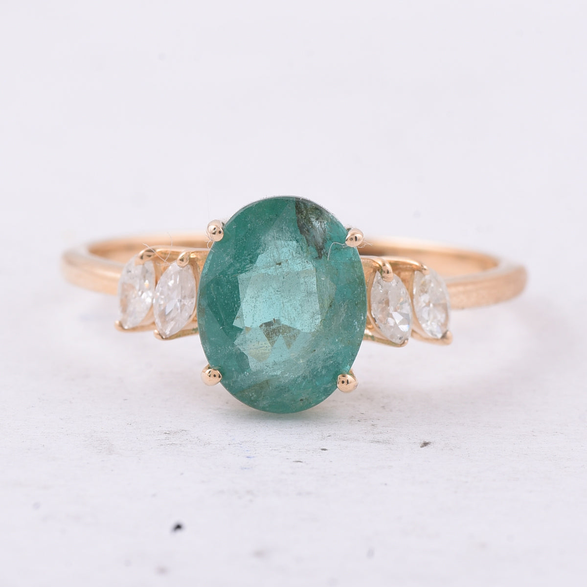 1.78 Ct Oval Natural Emerald 14K Gold Ring
