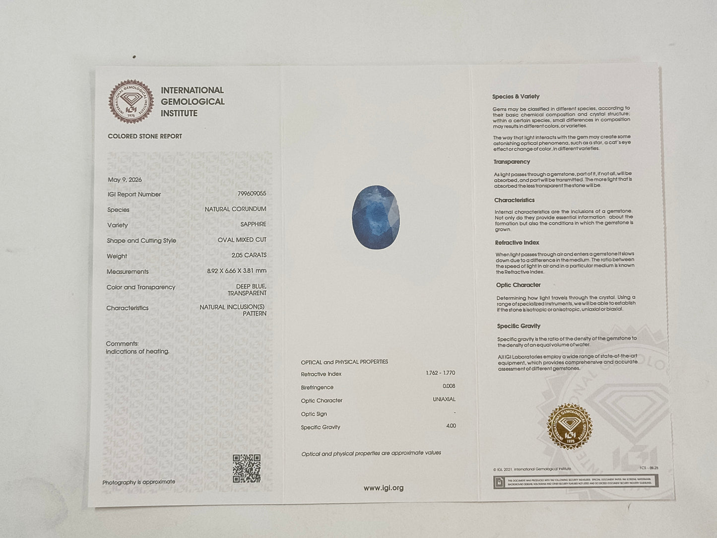 2.05 Natural Corundum Sapphire Oval Mixed Cut Gemstone