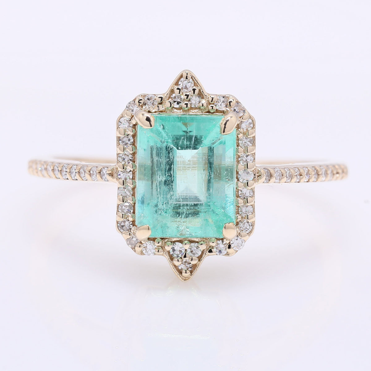 1.76 Ct Octagon Step Cut Natural Emerald 14K Gold Ring