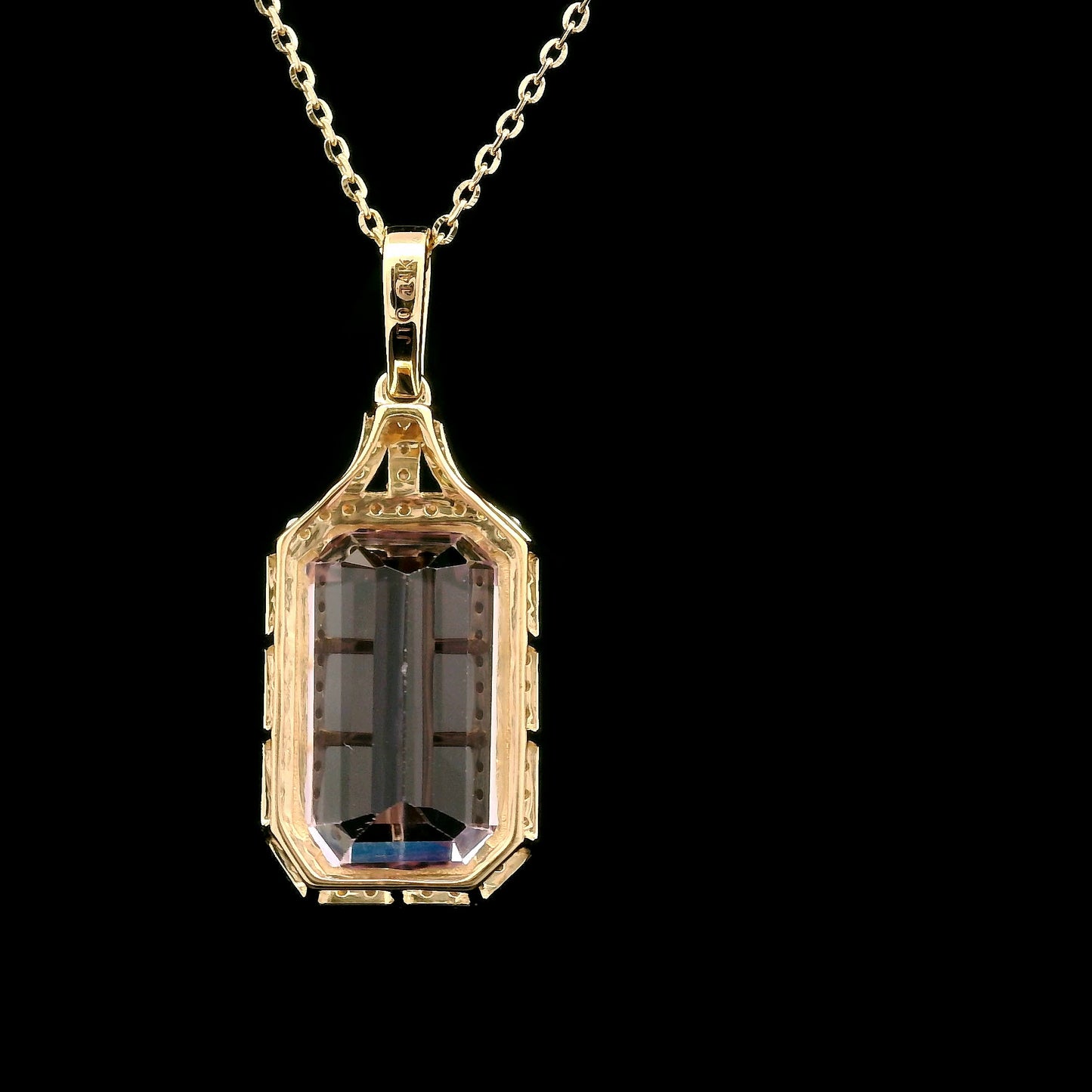 8.19 Ct Octagon Kunzite 14K Gold Pendant