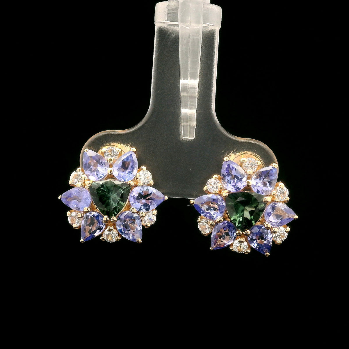 2.51 Ct Trillion Tanzanite 14K Gold Earrings