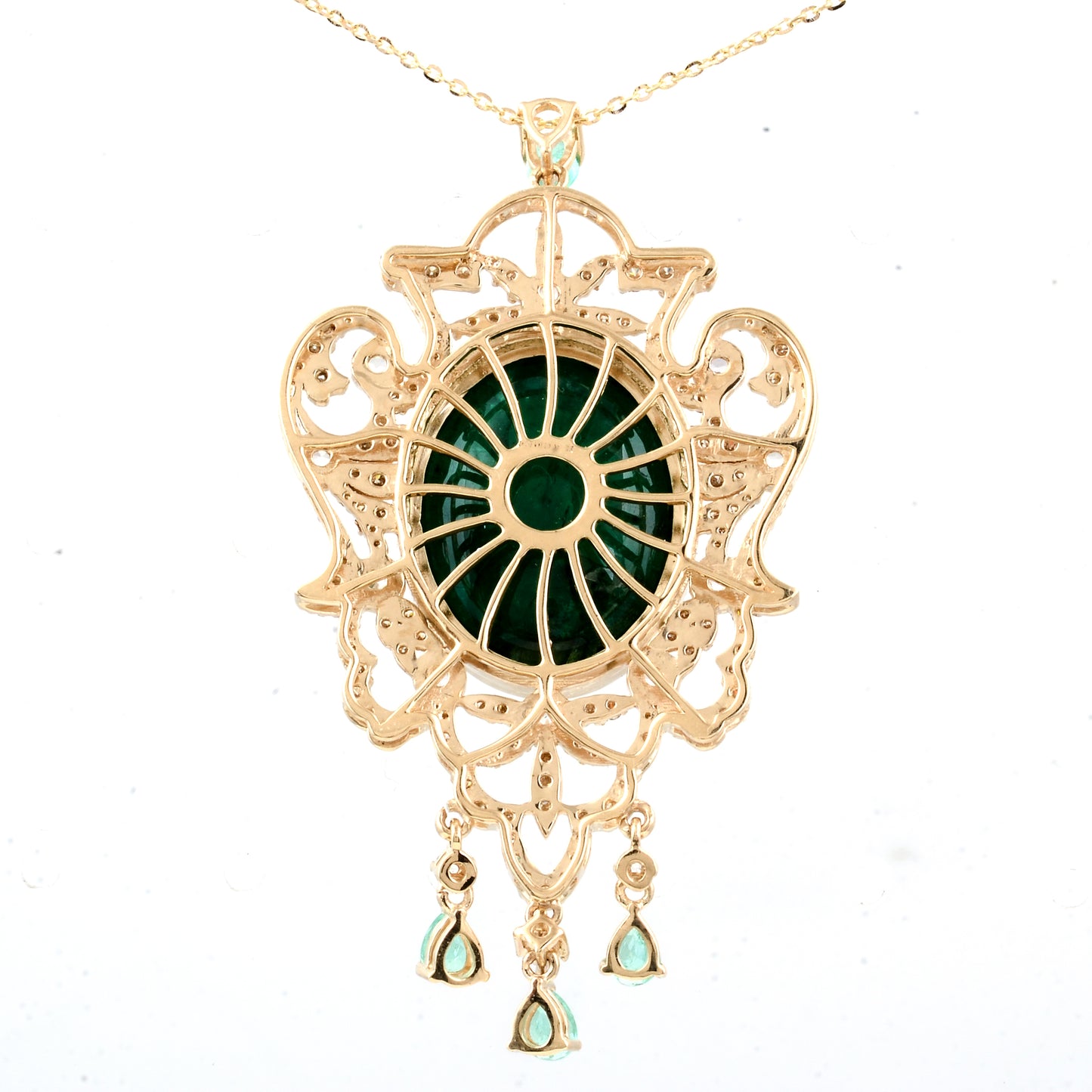 25.35 Ct Oval Emerald 14K Gold Pendant
