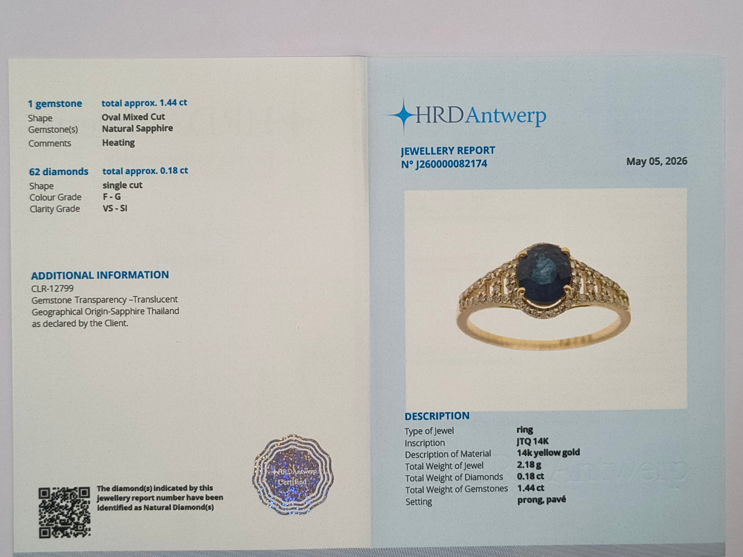 1.62 Ct Oval Mixed Cut Natural Sapphire 14K Gold Ring
