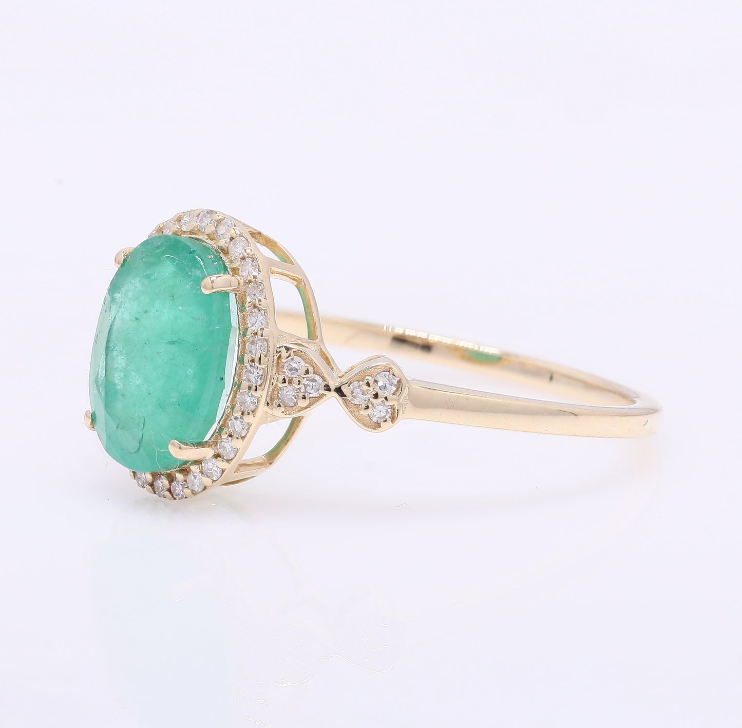 1.89 Ct Cushion Mixed Cut Natural Emerald 14K Gold Ring