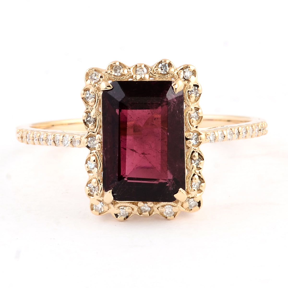 2.26 Ct Emerald Cut Natural Tourmaline 14K Gold Ring