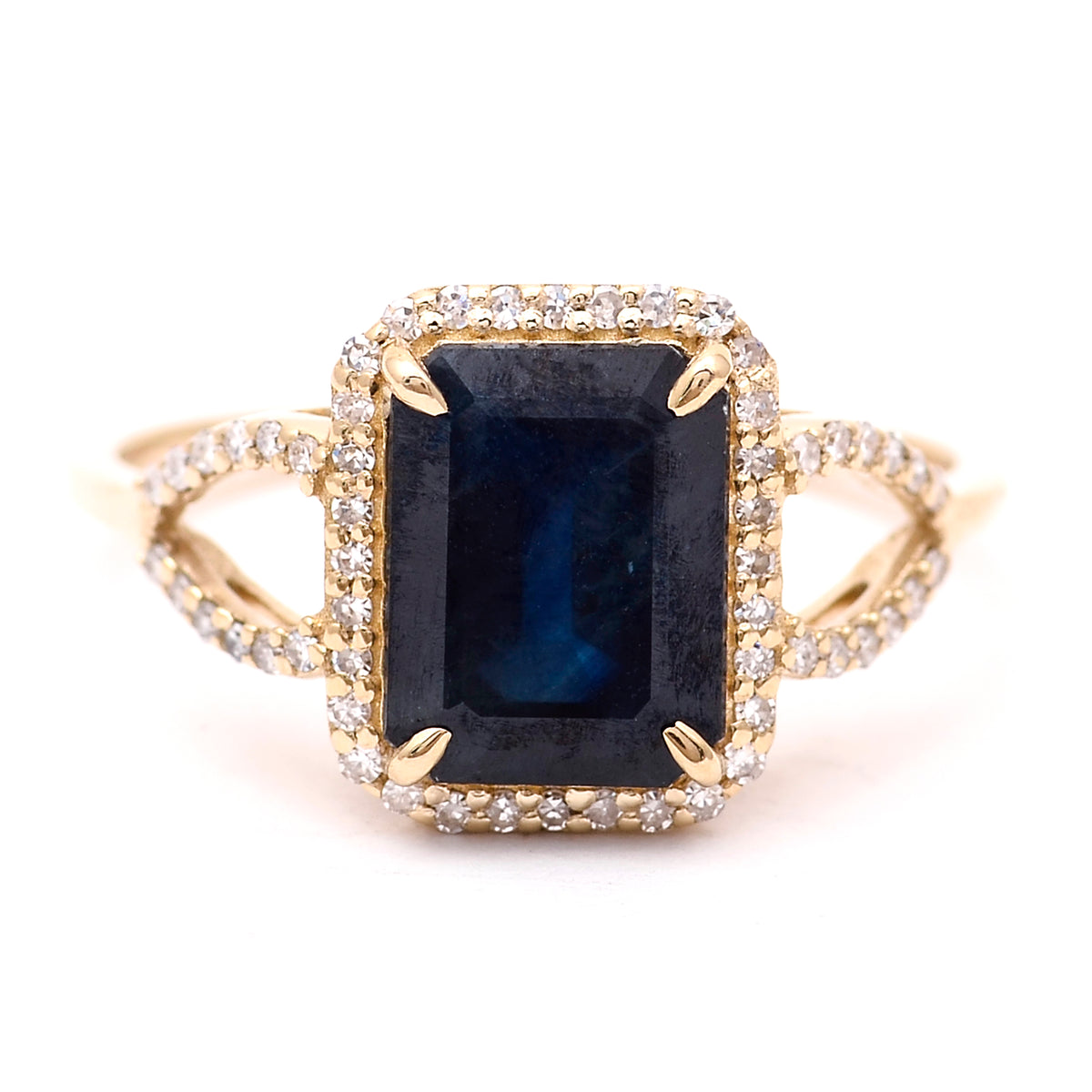 3.07 Ct Octagon Natural Sapphire 14K Gold Ring