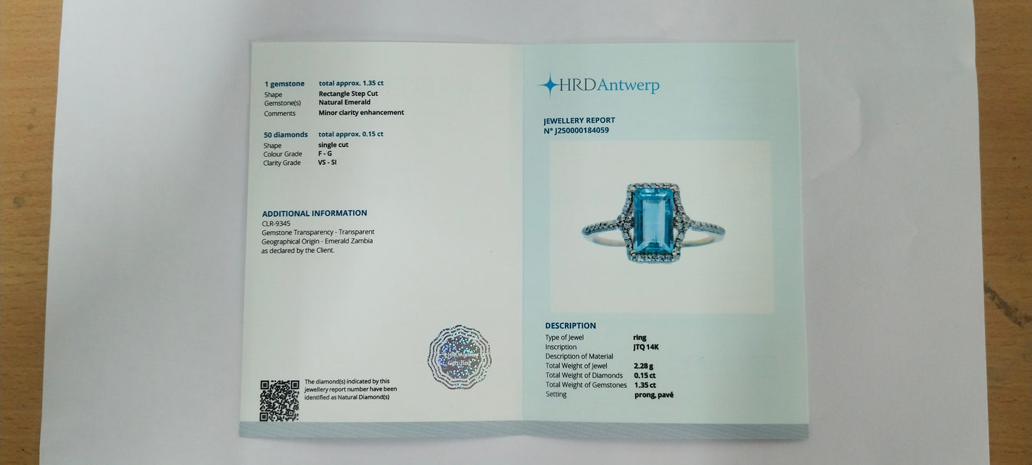 1.50 Ct Rectangle Step Cut Natural Emerald 14K Gold Ring