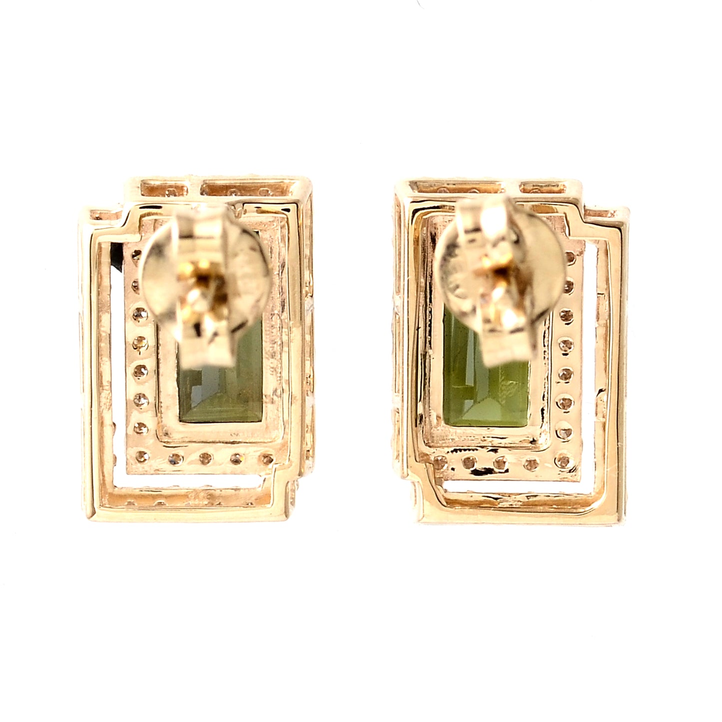 2.01 Ct Rectangular Step Cut Natural Tourmaline 14K Gold Earrings