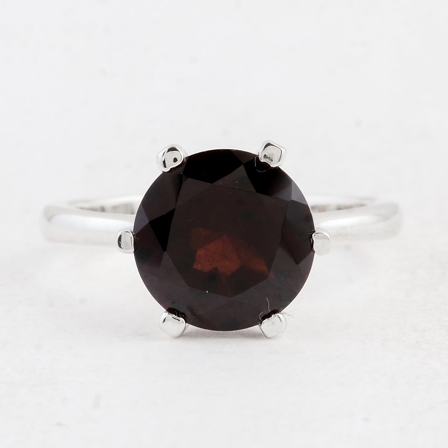 3.99 Ct Round Garnet 925 Sterling Silver Ring