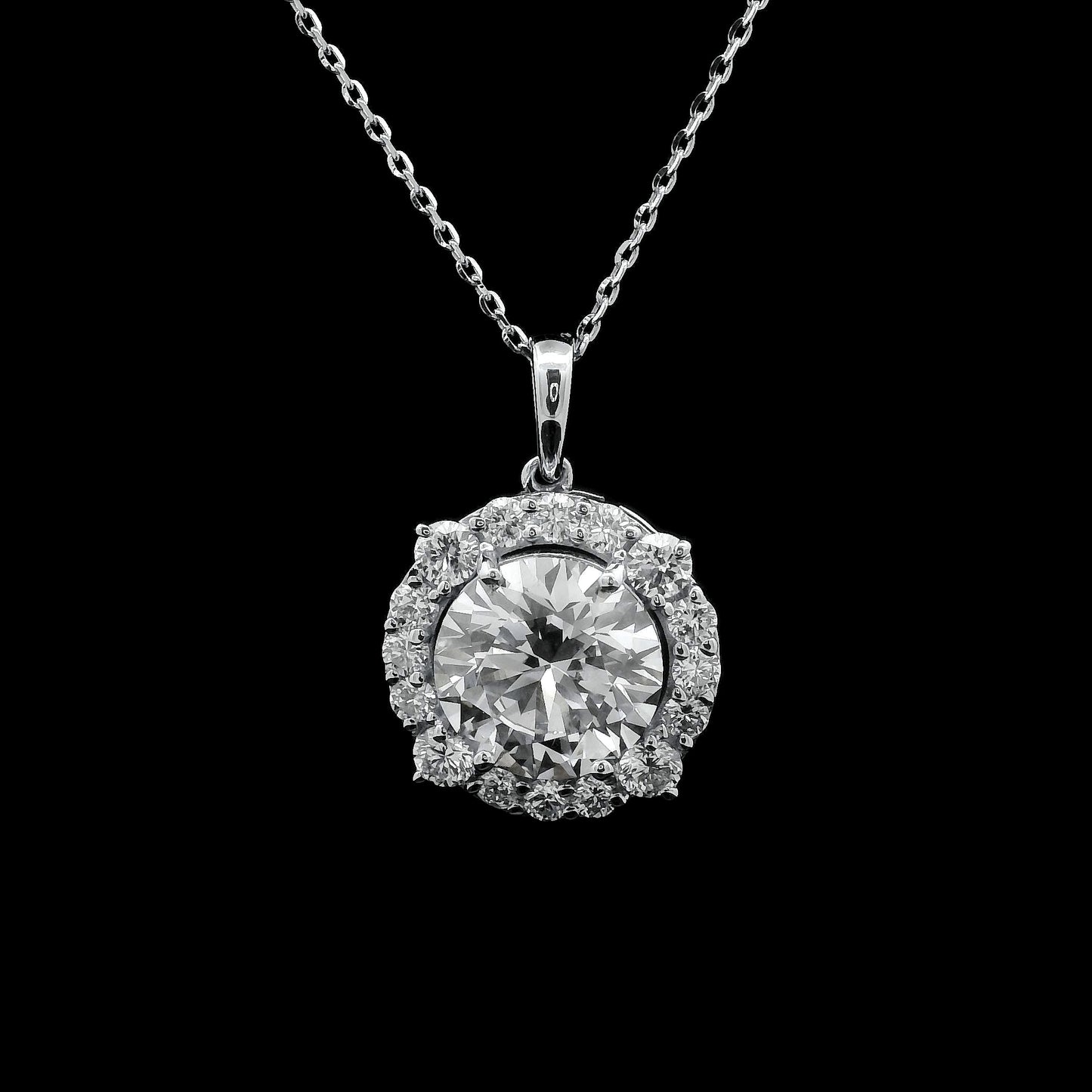 3.09 Carats Lab Grown Diamond 14K Gold Pendant