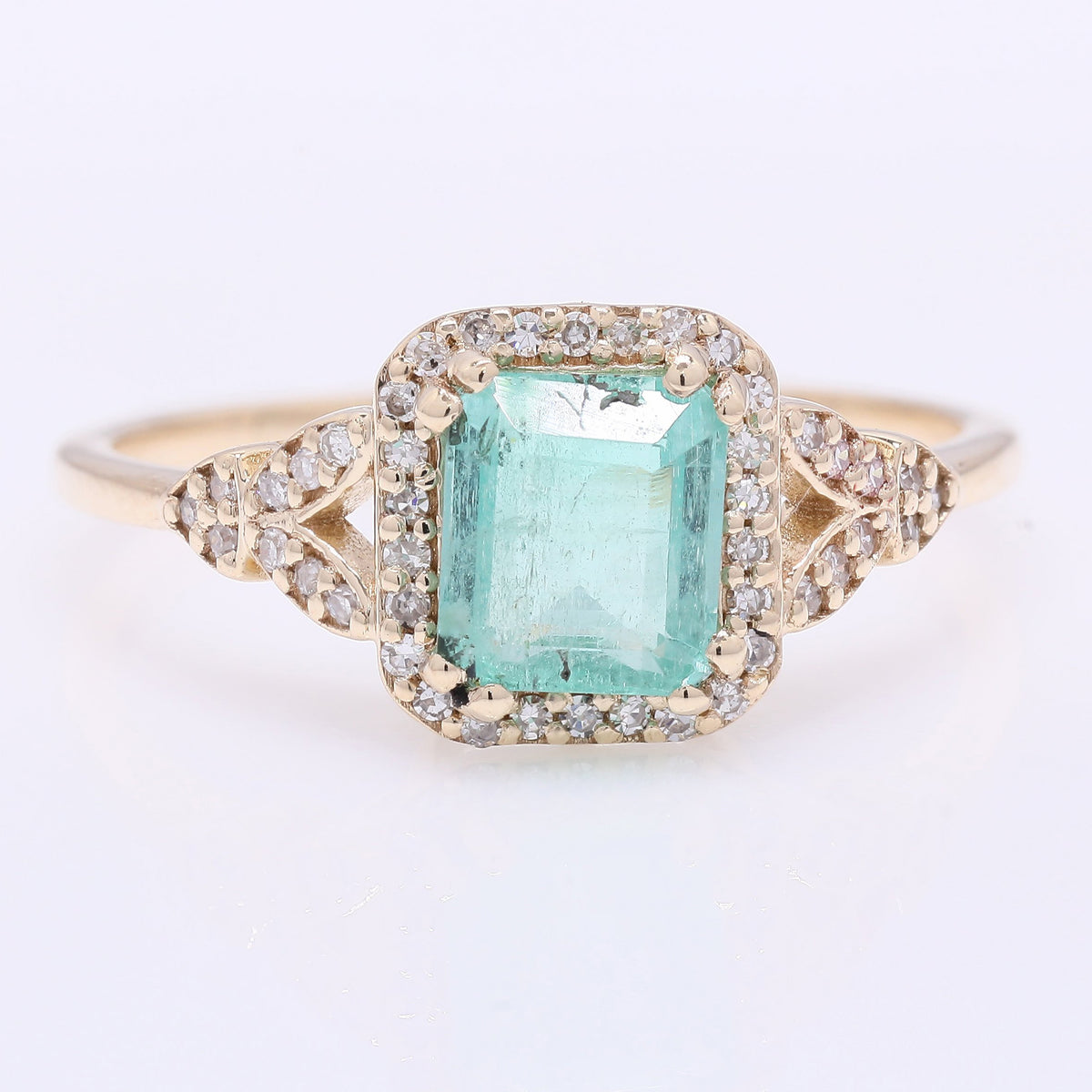 1.21 Ct Octagon Step Cut Natural Emerald 14K Gold Ring