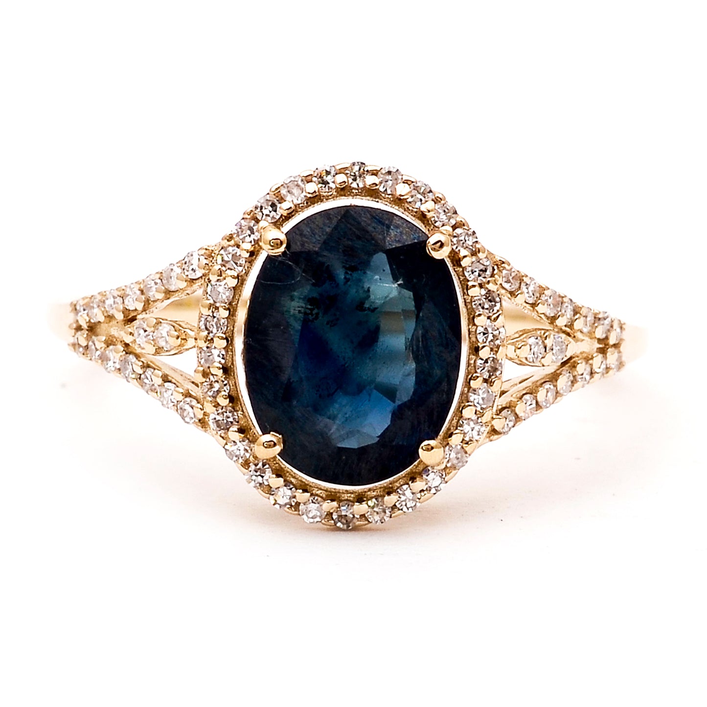 2.27 Ct Oval Natural Sapphire 14K Gold Ring